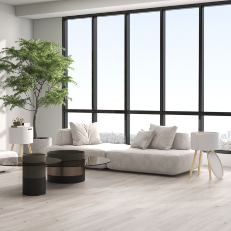 Modern Side Table with Hidden Storage Space, Round Night Stand with Removable Tray Wood Frame End Coffee Table for Living Room, 