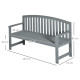 Outsunny 2 Seater Wooden Garden Bench with Armrest, Outdoor Furniture Chair for Park, Balcony, Grey