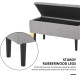 47L Storage Ottoman, End of Bed Bench with Wooden Legs, Fabric Footstool for Living Room, Bedroom, 95 x 38 x 45cm, Grey