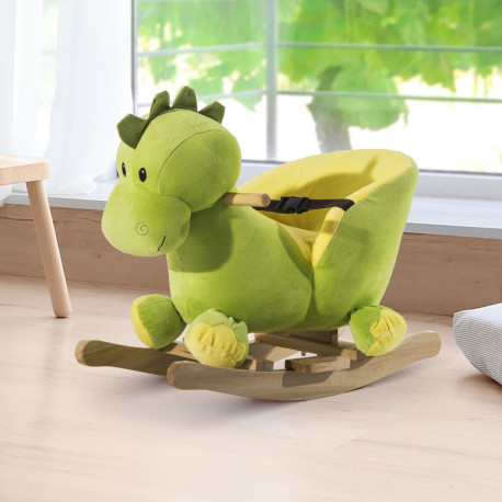 Kids Rocking Horse, Plush Ride-On Dinosaur Seat, with Seat Safety Belt, 32 Songs, Ride-On Horse