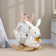 Kids Rabbit-Shaped Rocking Horse, with Safety Belt, Realistic Sounds, for Ages 18-36 Months - White