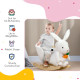 Kids Rabbit-Shaped Rocking Horse, with Safety Belt, Realistic Sounds, for Ages 18-36 Months - White
