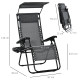 Outsunny 2 Piece Foldable Reclining Garden Chair with Headrest, Zero Gravity Deck Sun Lounger Seat Chair with Footrest, Armrest,