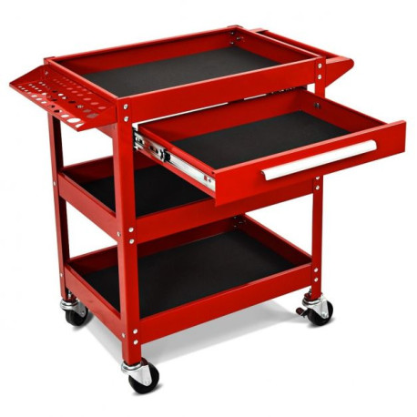 3 Tier Tool Trolley with Drawer and 4 Wheels