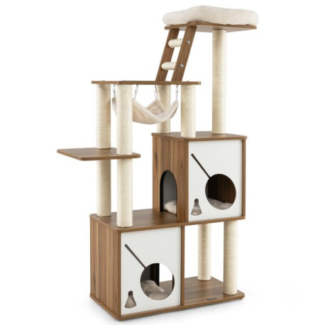 145cm Cat Tree Tower Multi-Level with Scratching Posts and 2 Condos