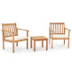 3 Pieces Wood Patio Set Acacia Outdoor with Coffee Table and Cushions