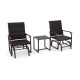 3 Piece Patio Gliding Set with Tempered Glass Coffee Table