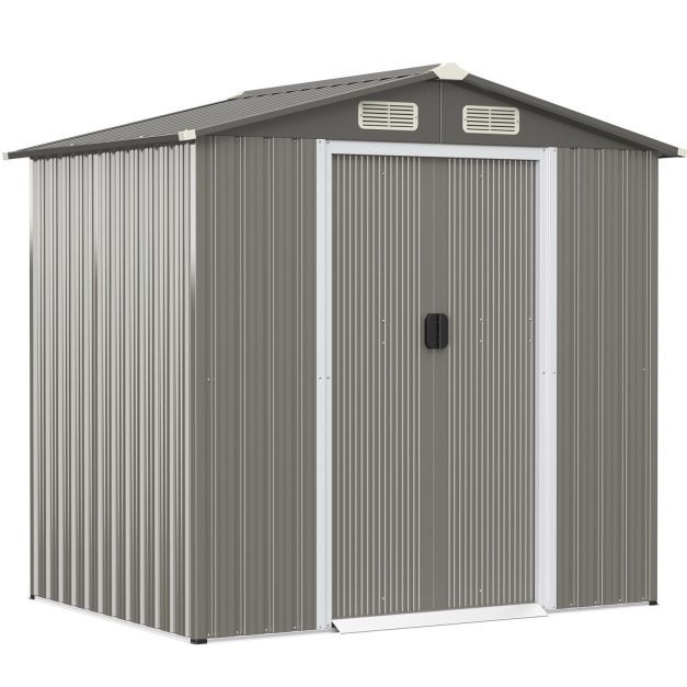 6 x 4 Feet Outdoor Metal Storage Shed with Ventilation Sliding Doors