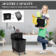 20L Mop Bucket on Wheels, with Water Separation Panel - Black