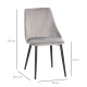 Dining Chairs Set of 2, Modern Upholstered Velvet-Touch Fabric Accent High Back Chairs with Metal Legs for Kitchen, Grey