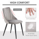 Dining Chairs Set of 2, Modern Upholstered Velvet-Touch Fabric Accent High Back Chairs with Metal Legs for Kitchen, Grey