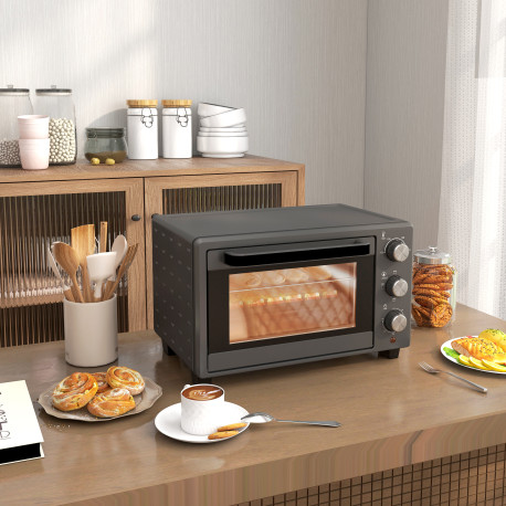 21L Mini Countertop Oven, 100°C-230°C Adjustable Temp - Grey