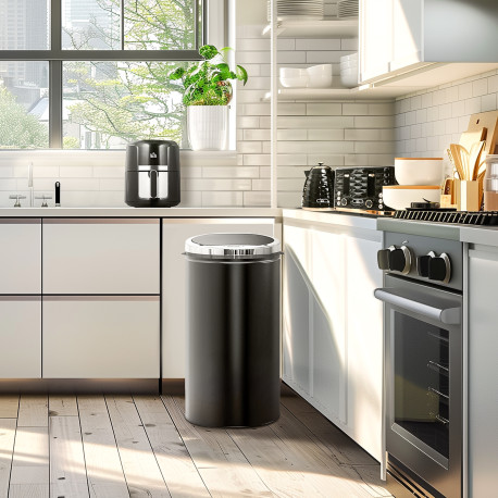 42L Sensor Bin for Kitchen Waste Automatic Dustbin Motion Detection Dustbin  Stainless Steel Rubbish Can with Bucket, Black