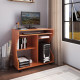 Multi-Storage Compact Work Desk, with Wheels - Cherry Wood Colour