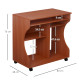 Multi-Storage Compact Work Desk, with Wheels - Cherry Wood Colour