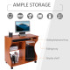 Multi-Storage Compact Work Desk, with Wheels - Cherry Wood Colour