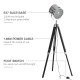 Industrial Style Adjustable Tripod Floor Lamp, Searchlight Lamp with Wooden Legs and Steel Lampshade, 110-155cm, Black