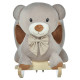 Kids Children Rocking Horse Plush Ride On Bear Seat w/ Sound Wood Base Seat Safety Belt Toddler Baby Toy for 18-36 Months Grey