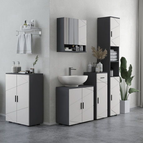 kleankin Slim Bathroom Cabinet, Narrow Bathroom Storage Cabinet with Drawer, Door Cupboard, Adjustable Shelf and Soft Close Mech