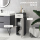 kleankin Slim Bathroom Cabinet, Narrow Bathroom Storage Cabinet with Drawer, Door Cupboard, Adjustable Shelf and Soft Close Mech