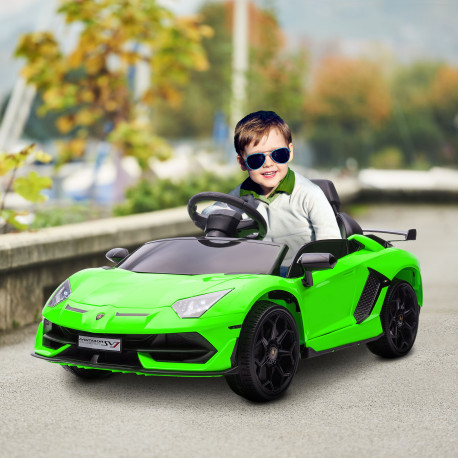 Lamborghini Licensed 12V kids Electric Car w/ Butterfly Doors, Remote, Music, Horn, Suspension - Green