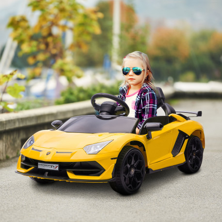 Lamborghini Licensed 12V kids Electric Car w/ Butterfly Doors, Remote, Music, Horn, Suspension - Yellow