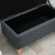 Linen Storage Ottoman Padded Footstool with Rubberwood Legs for Storage Box, Bed End, Shoe Bench, Seating, Dark Grey