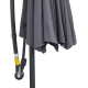Outsunny 3(m) Garden Parasol Sun Shade Patio Banana Hanging Umbrella Cantilever with Crank Handle and Cross Base Grey