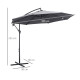 Outsunny 3(m) Garden Parasol Sun Shade Patio Banana Hanging Umbrella Cantilever with Crank Handle and Cross Base Grey