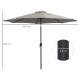 Outsunny 3(m) Tilting Parasol Garden Umbrellas, Outdoor Sun Shade with 8 Ribs, Tilt and Crank Handle for Balcony, Bench, Garden,