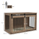 PawHut 118cm Dog Crate Furniture with Removable Cushion for Extra Large Dogs - Walnut Brown