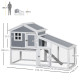 PawHut Two-Tier Rabbit Hutch, with Sunlight Panel Roof, Slide-Out Tray - Grey