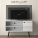 Duo Storage TV Unit, with Striped Door - White