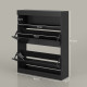 16 Shoe Pair Storage Cabinet, with Flip Doors - High Gloss Black