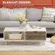 Coffee Table, Modern Tea Table with Open Storage Shelves, Two Drawers and Solid Wood Legs, Coffee Tables for Living Room, Bed Ro