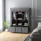 Fabric Wardrobe for Bedroom, Portable Wardrobe with 5 Shelves, 2 Hanging Rails and 3 Fabric Drawers, Foldable Closet, 125 x 43 x