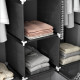 Fabric Wardrobe for Bedroom, Portable Wardrobe with 5 Shelves, 2 Hanging Rails and 3 Fabric Drawers, Foldable Closet, 125 x 43 x