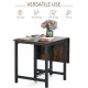 Folding Dining Table, Industrial Drop Leaf Table with Wheels and Metal Frame for Kitchen, Dining Room, Space Saving, Rustic Brow