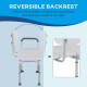 Height Adjustable Shower Chair, Non Slip Bath Transfer Bench for Elderly, Disabled with Armrest and Backrest, 300 lbs Capacity, 
