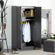 High Gloss Wardrobe, 2 Door Wardrobe with Hanging Rod and Storage Shelf, Clothes Storage Organizer with Anti-tipping Design for 