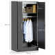 High Gloss Wardrobe, 2 Door Wardrobe with Hanging Rod and Storage Shelf, Clothes Storage Organizer with Anti-tipping Design for 