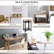 Tall Side Table with 3 Layer 2 Shelves Storage Display Industrial-Style Metal Frame Bedside End Table Nightstand for Living Room
