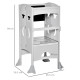 Kids Step Stool Toddler Kitchen Stool with Blackboard Lockable Handrail for Kids Kitchen Counter Grey