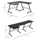 L Shaped Gaming Desk, Corner Computer Desk with Keyboard Tray, Work Table for Home Office, Study Workstation, 130 x 130 x 73.5cm
