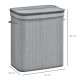 100L Natural Wood Laundry Basket A Compartment w/Flip Lid Removable Lining Handles Board Base Foldable Durable Water-Resistant D