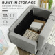 Modern 2 Seater Sofa with Hidden Storage, 117cm Tufted Cotton Couch with Wood Legs, Compact Loveseat for Living Room, Kitchen, L
