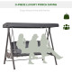 Outsunny 3 Seater Garden Swing Chair Outdoor Hammock Bench w/ Adjustable Canopy, Cushions and Cup Trays, Brown Steel Frame, Dark