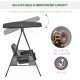 Outsunny 3 Seater Garden Swing Chair Outdoor Hammock Bench w/ Adjustable Canopy, Cushions and Cup Trays, Brown Steel Frame, Dark