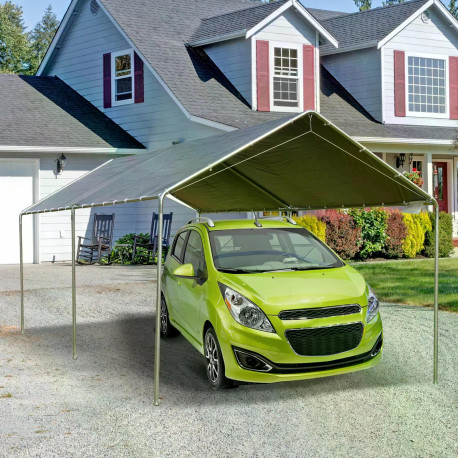 Outsunny 3 x 6m Heavy Duty Carport Garage Car Shelter Galvanized Steel Outdoor Open Canopy Tent Water UV Resistant Waterproof, G
