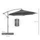 Outsunny 3(m) Garden Banana Parasol Cantilever Umbrella with Crank Handle, Cross Base, Weights and Cover for Outdoor, Hanging Su